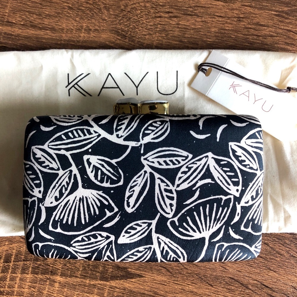 Kayu Black and White Clutch